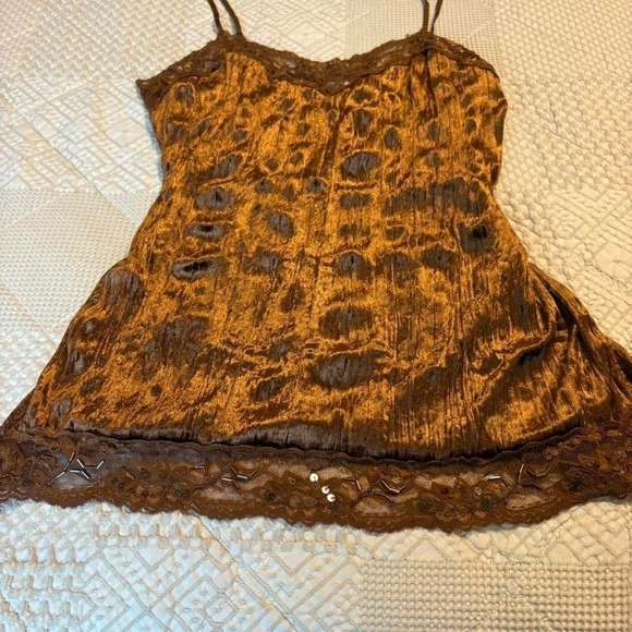 Y2K No Boundaries velvet brown lace cami with beaded details - Picture 2 of 5